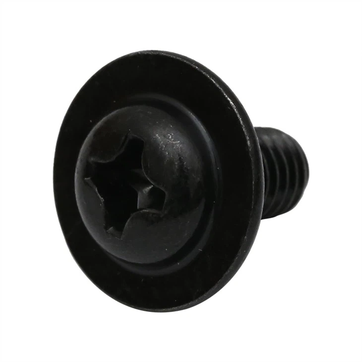 Black zinc plated phillips pan head machine screw with big washer